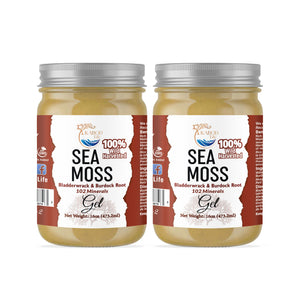 100% Wild Harvested Sea Moss Gel Bladderwrack & Burdock Root 102 Minerals Bundle Pack